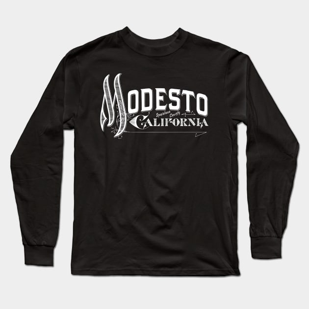 Vintage Modesto, CA Long Sleeve T-Shirt by DonDota